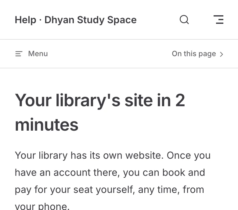 This guide opened on a library's own address, with Help and the library's name in the header
