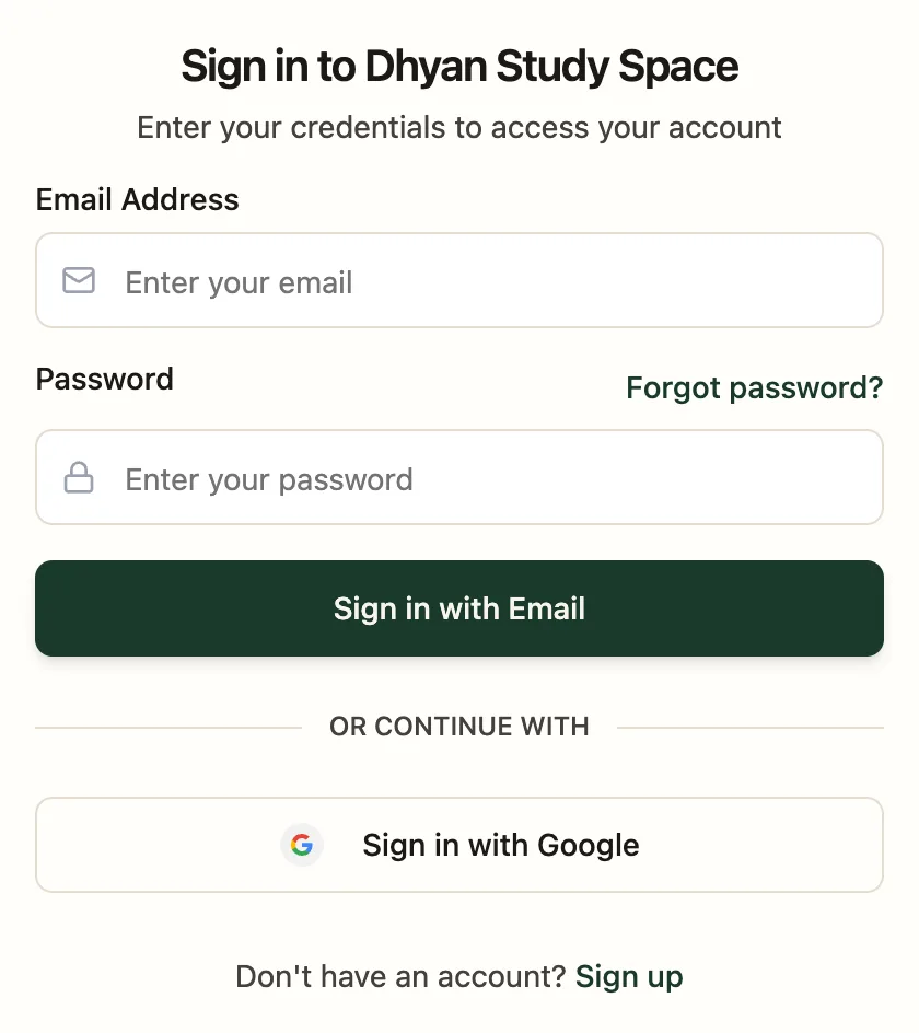 Sign in to your library with email and password, Forgot password and Sign in with Google