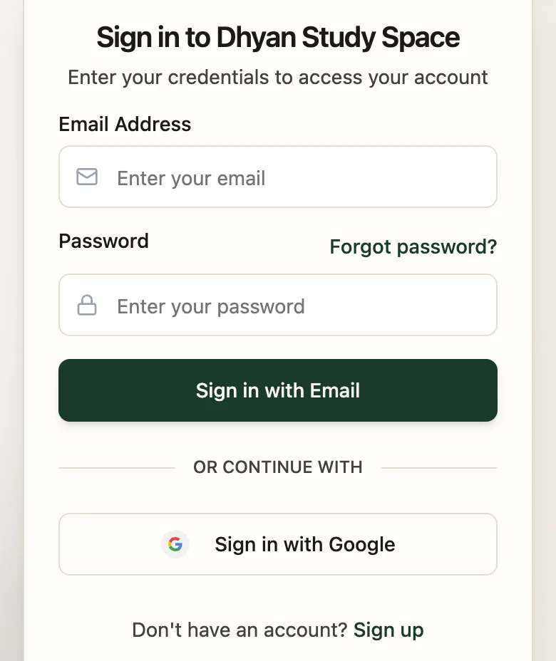 Sign in to your library with email and password, Forgot password and Sign in with Google