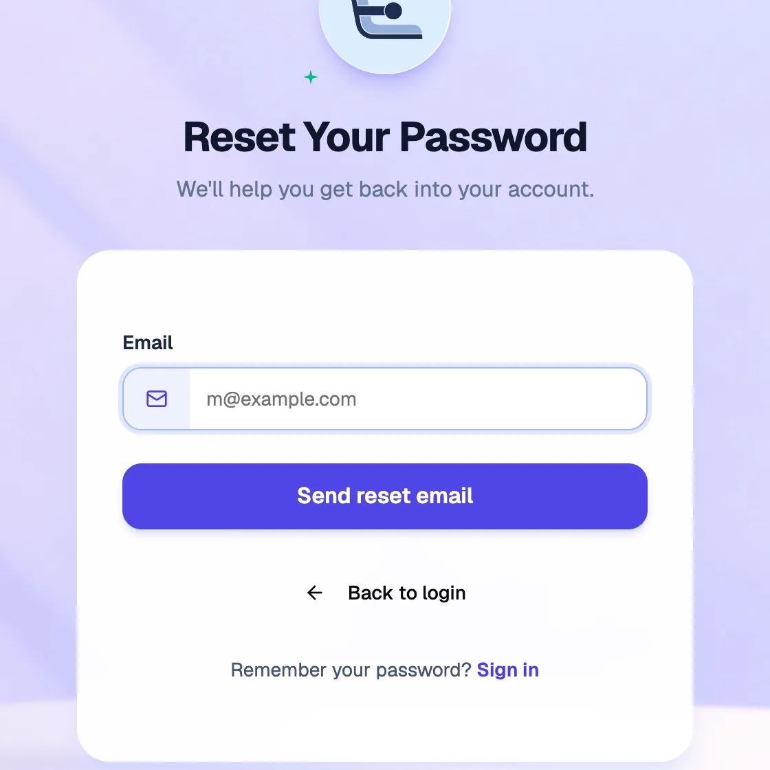 The Reset Your Password form