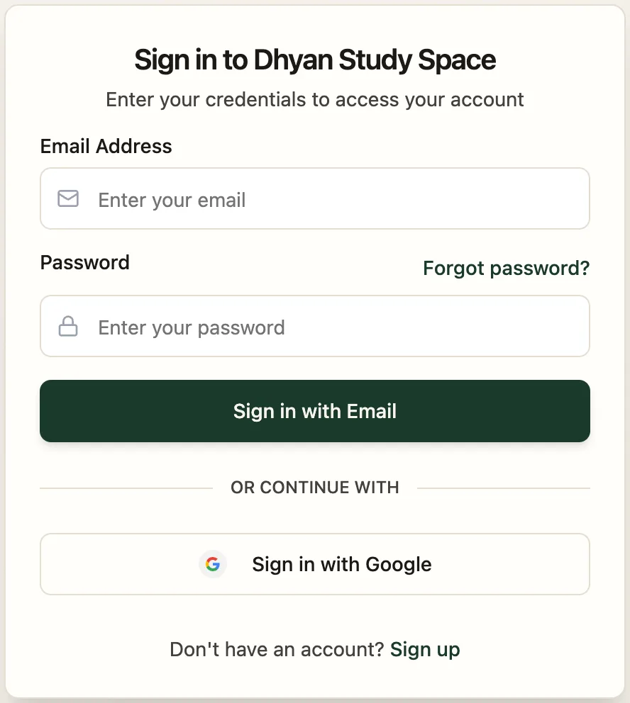 A library's own sign-in page