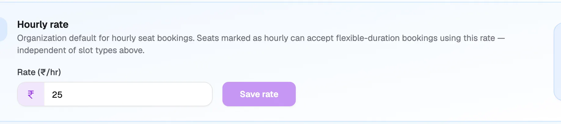 The hourly rate setting on the Slots page